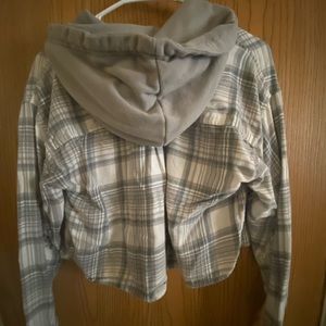 American Eagle cropped hoodie jacket, plaid